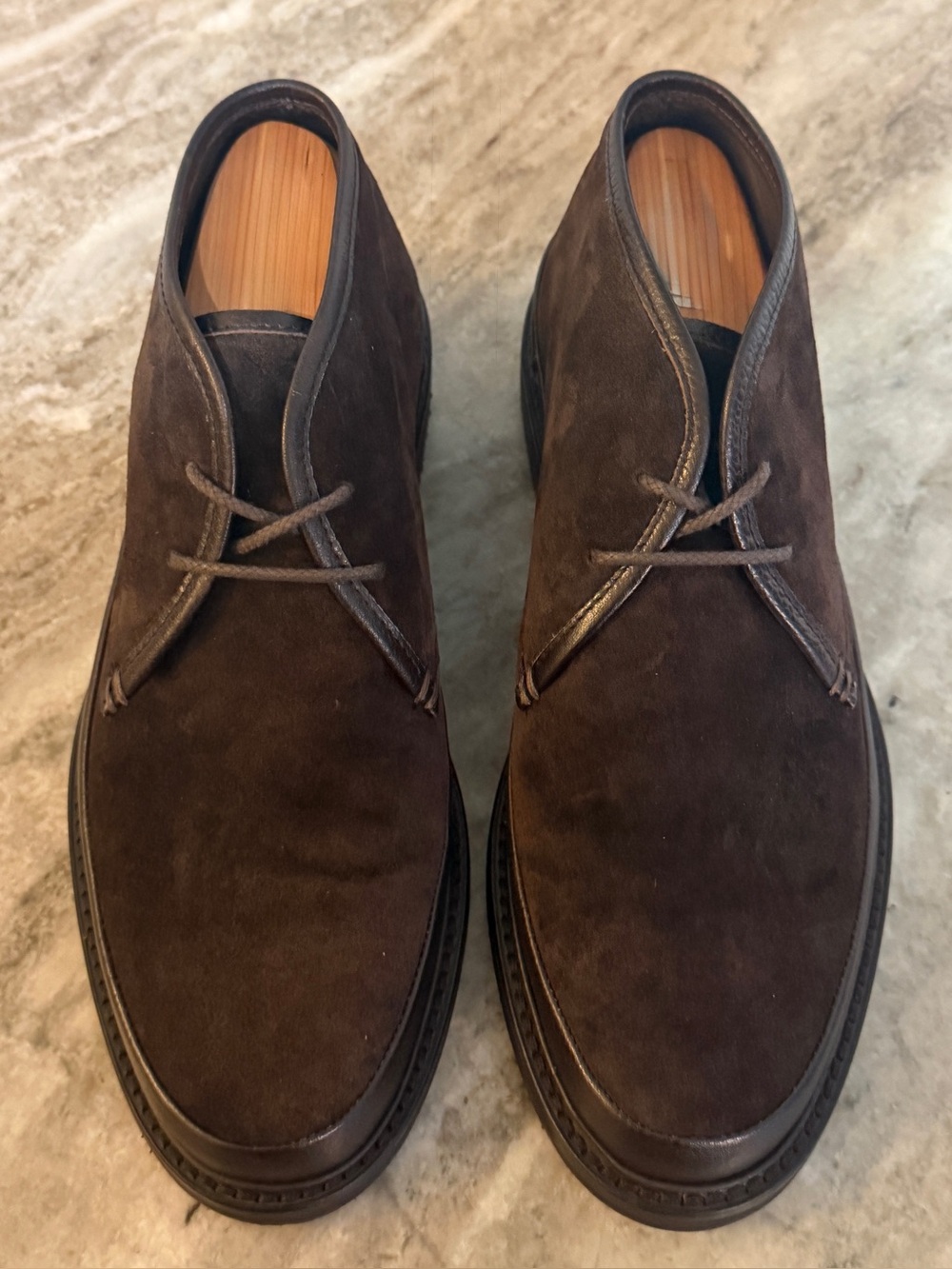 ERMENEGILDO ZEGNA BROWN SUEDE CHUKKA BOOTS US 8 DESERT BROWN LEATHER $1000
